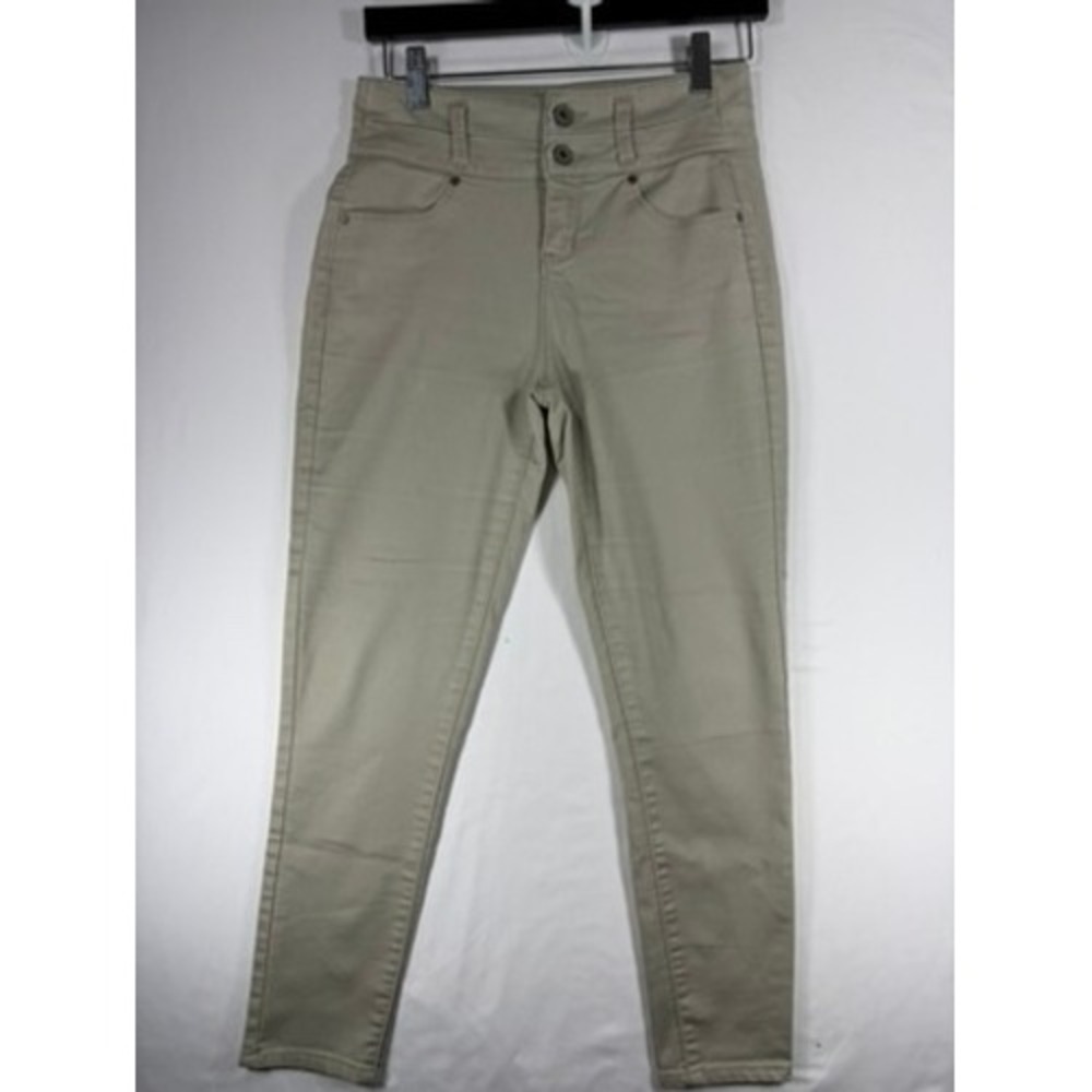 Love Fire Skinny Pants Women Size 3 Khaki Excellent High Rise Double Button